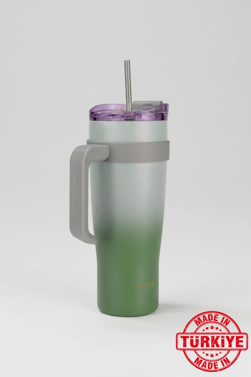 Bernardo Alto Thermos Cup with Straw Green 1000ml (Made in Turkey) - Image 1